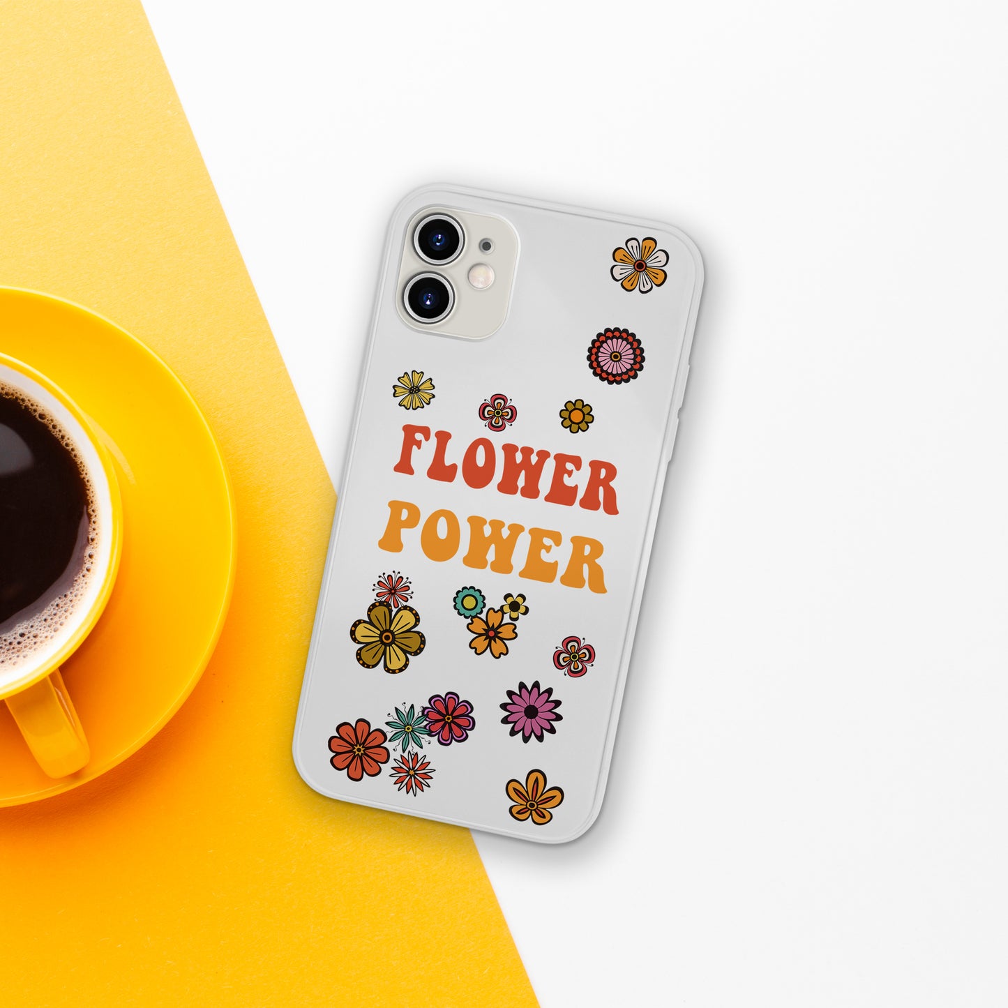 Flower Power Retro Clear Phone Case