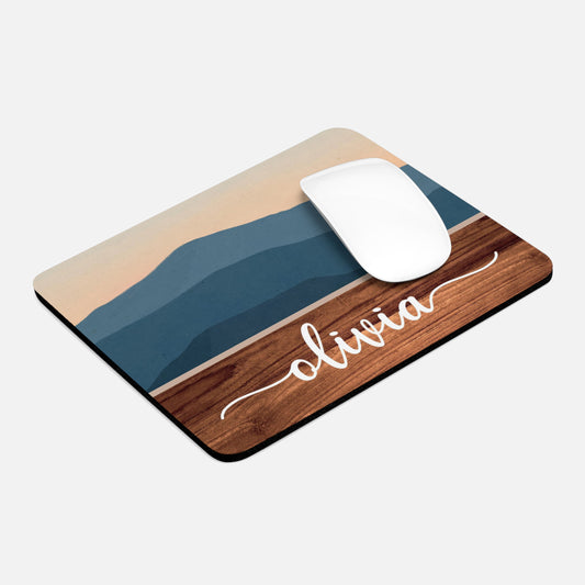 Personalized Mountain Wood Mouse Pad