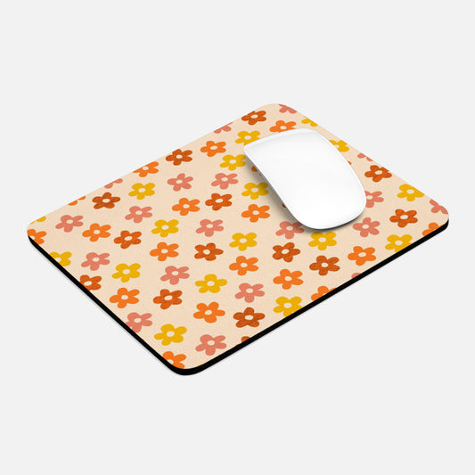 Retro Flowers Groovy Mouse Pad