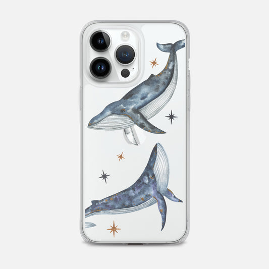 Whales Watercolor Clear Phone Case